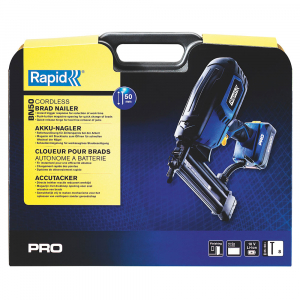 Masina batut cuie electrica Rapid PRO BN50 cu acumulatori Li-Ion,Kit cu servieta,reglare putere de actionare,indicator LED nivel baterie,ochelari protectie inclusi,cuie Rapid 8 (25-55mm),500083617