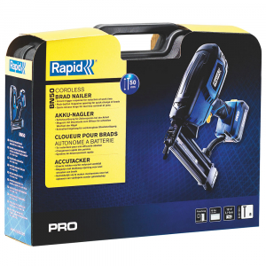 Masina batut cuie electrica Rapid PRO BN50 cu acumulatori Li-Ion,Kit cu servieta,reglare putere de actionare,indicator LED nivel baterie,ochelari protectie inclusi,cuie Rapid 8 (25-55mm),500083616