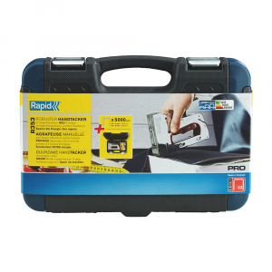Rapid PRO R353E staple gun kit with briefcase + 5000 staples, 3-steps force adjuster, staples 53/6-14 mm, 5 year guarantee, made in Sweden, 500138013
