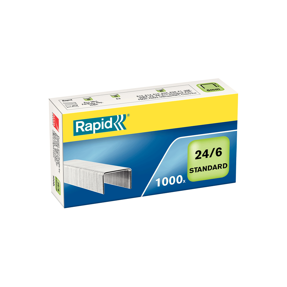 Rapid K1 Classic Manual Plier Stapler and 24/6 Staples - Rapid Staples 24/6 Standard, galvanized, 1000 pcs/box 24855600