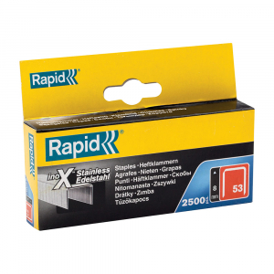 Rapid No 53 staple - Rapid staples 53/8 stainless steel, fine wire, decorations, 2500/cardboard box 23808000