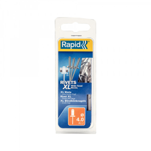 Promotii - Nituri cu cap larg Rapid diametru 4.0mm x 12mm, aluminiu, burghiu metal HSS inclus, 50 buc/set 5000661