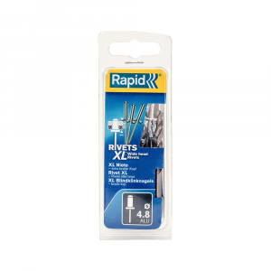 Clesti pentru nituri si popnituri - Nituri cu cap larg Rapid diametru 4.8mm x 16mm, aluminiu, burghiu metal HSS inclus, 40 buc/set 5000665