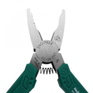 Cleste patent combinat ENGINEER PZ-58, 160 mm, extrage suruburi diametru 3 - 9.5 mm, taie fir cupru 1.2 mm, fir otel 1 mm, fabricat in Japonia [3]