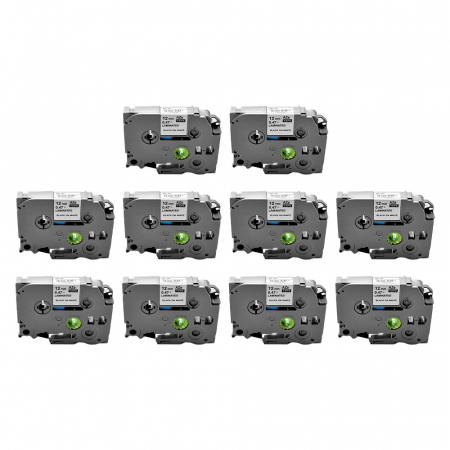 Etichete Brother Compatibile TZe - Set 10 Etichete compatible Brother TZe-231 12mm x 8m negru/alb caseta gri