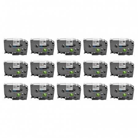 Etichete Brother Compatibile TZe - Set 15 Etichete compatible Brother TZe-231 12mm x 8m negru/alb caseta gri