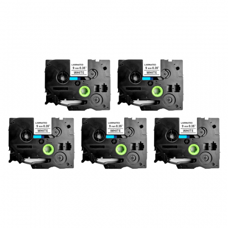Etichete Brother TZe P-Touch - Set 5 Etichete HQ compatibile Brother TZe-221  9mm x 8m Negru Alb Caseta Neagra