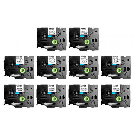 Etichete Brother TZe P-Touch - Set 10 Etichete SG compatibile Brother TZe-131 12mm x 8m Negru Transparent Sanco Grup SG