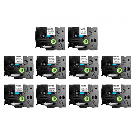 Etichete Brother Compatibile TZe - Set 10 Etichete SG compatibile Brother TZe-221  9mm x 8m Negru Alb Sanco Grup SG
