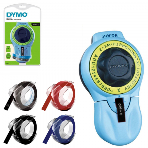 Set Dymo Junior Embossing Label Maker set and total of 4 rolls of Embosable labels, S07179000