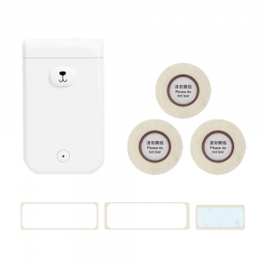 Gift set Label maker machine D30S Mini Polar Bear + 3 tapes, bluetooth, Li-Ion battery 1000 mAh0