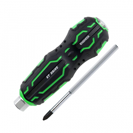 Extractoare suruburi uzate si accesorii - Set Maner surubelnita de trecere suporta impact Ciocan si Bit extractor suruburi Phillips (＋) #2, Engineer DZ-72