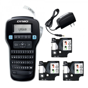 Oferta saptamanii - Start kit DYMO LabelManager 160 aparat etichetat cu 3 x Banda originala DYMO D1 12mm x 7m negru/alb si 1 x Adaptor la retea S0946320 S0720530