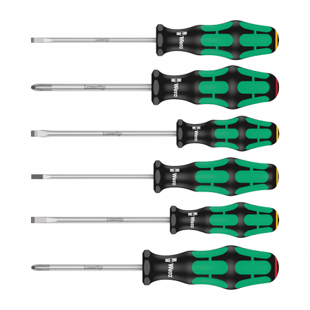 Set 6 x Wera Electrician Screwdriver 334 with Lasertip green anti-roll handle 05105650001 [8]