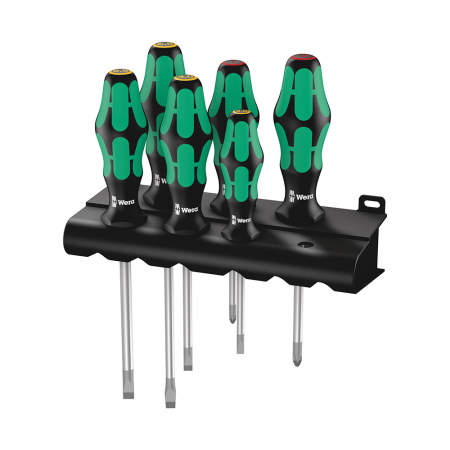 Wera electrician screwdriver set - Set 6 x Wera Electrician Screwdriver 334 with Lasertip green anti-roll handle 05105650001
