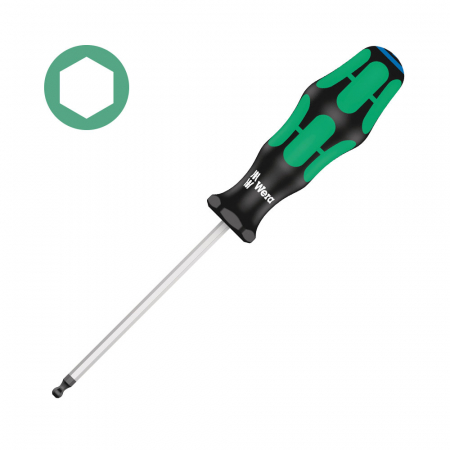 Set surubelnite electricieni Wera - Surubelnita Hexagonala Wera 352 imbus 4.0 x 100 x 98 cap Sferic cu protectie anticoroziva maner verde antirostogolire 05022810001