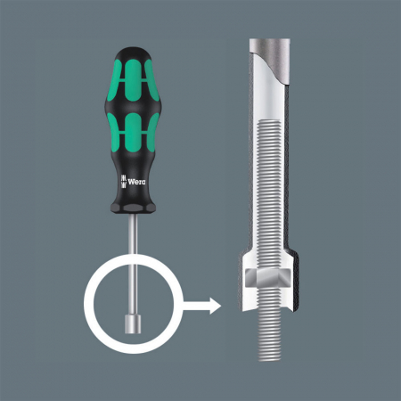 Wera Nutdriver Screwdriver 395 HO 5.5 x 90 x 98 Hexsgon head green anti-roll handle 05029461001 [3]