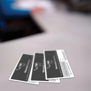 Etichete termice ecusoane/carduri mari 50 mm x 3.5 m, modul continuu neadezive, plastic alb, 1 rola, pentru imprimanta AYMO M2003