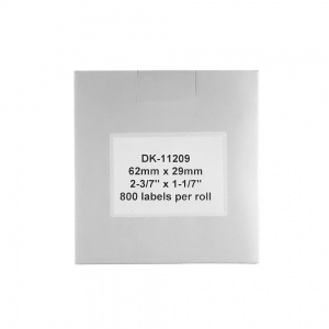 Thermal labels compatible stickers shipping, Brother DK-11209, white paper, permanent, 29mmx62mm, 800 labels/roll, plastic holder included DK11209-C3