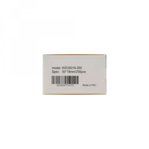 Etichete haine universale fata dubla cu ureche perforata exterioara 50 x 19mm, plastic alb, permanente, 1 rola, 250 etichete/rola, pentru imprimanta M110 si M2006