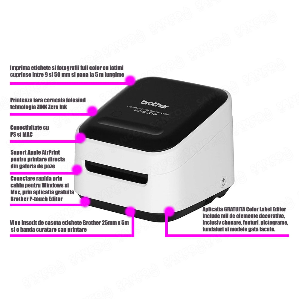 Brother VC-500W Versatile Compact Color Label and Photo Printer with  Wireless Networking