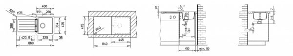 Chiuvetă bucatarie din tegranit Teka KEA 45B TG 1B 1D, 860x435mm, 1 Cuva, Reversibila, Topaz Beige [5]