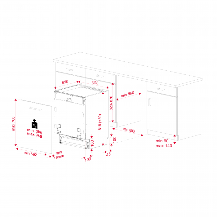 Mașină de spălat vase TEKA DFI 76950, complet încorporabilă cu funcţie antibacteriană IonClean, compartiment superior semi-ajustabil pe înălţime şi sistem automat de deschidere [15]