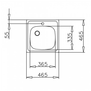 Chiuvetă bucatarie din inox Teka Universal E 465 x 465 1B cu 1 cuva, 465x465 mm, Finisaj Inox Microtexturat [1]