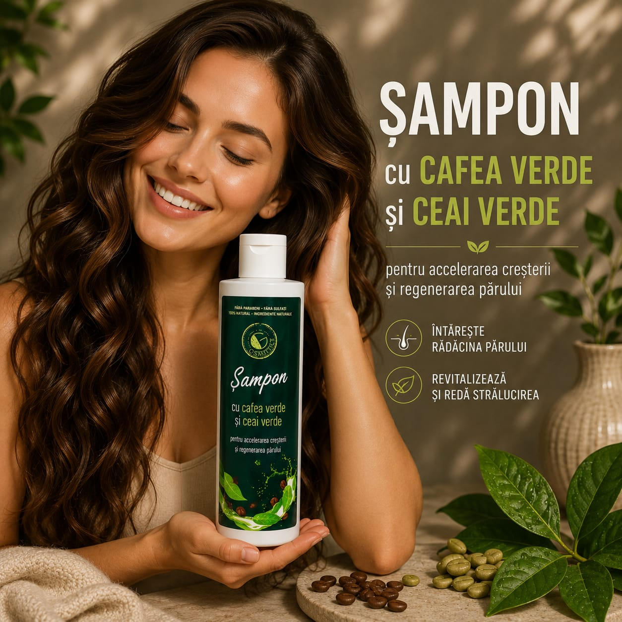 Sampon anticadere si regenerare cu ceai verde si cafea verde 250 ml [3]