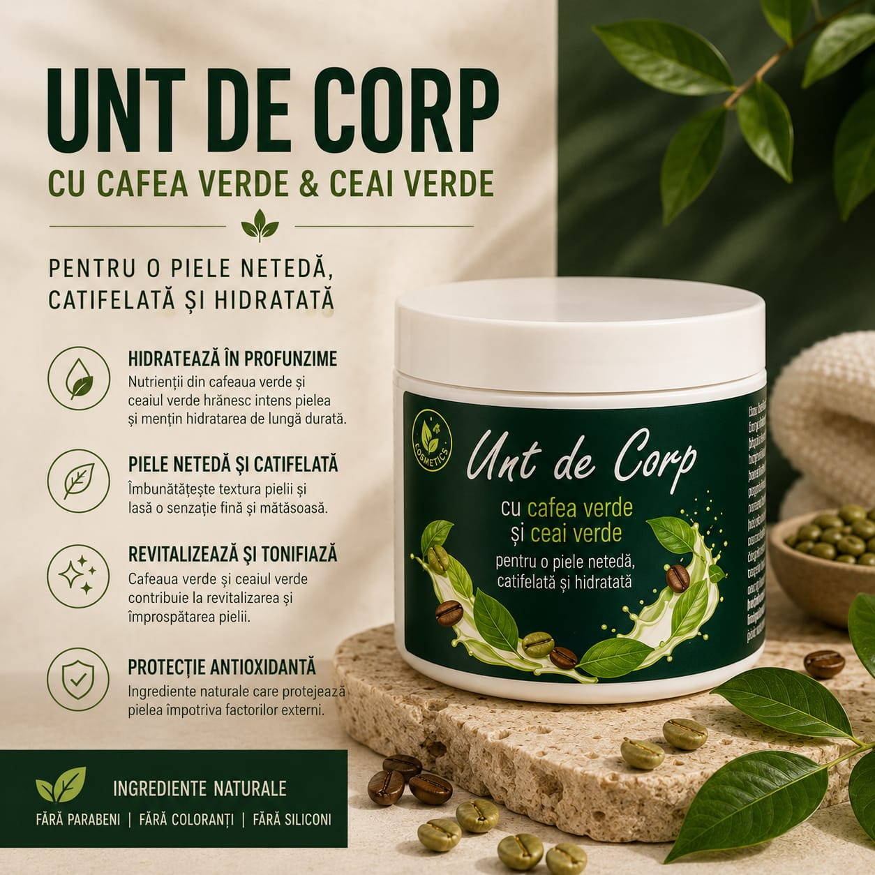Unt pentru corp cu ceai verde și cafea verde – 200 g [4]