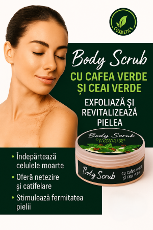 Bath & Body > Body Scrubs - Exfoliant natural cu cafea verde și ceai verde  Scrub revitalizant pentru corp  Detoxifiere și exfoliere delicată