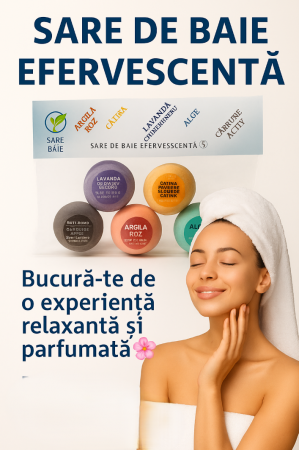 Sare de baie efervescenta 5 sortimente Lavanda,Catina,Alge,Argila roz,Carbune activ   250 g [4]
