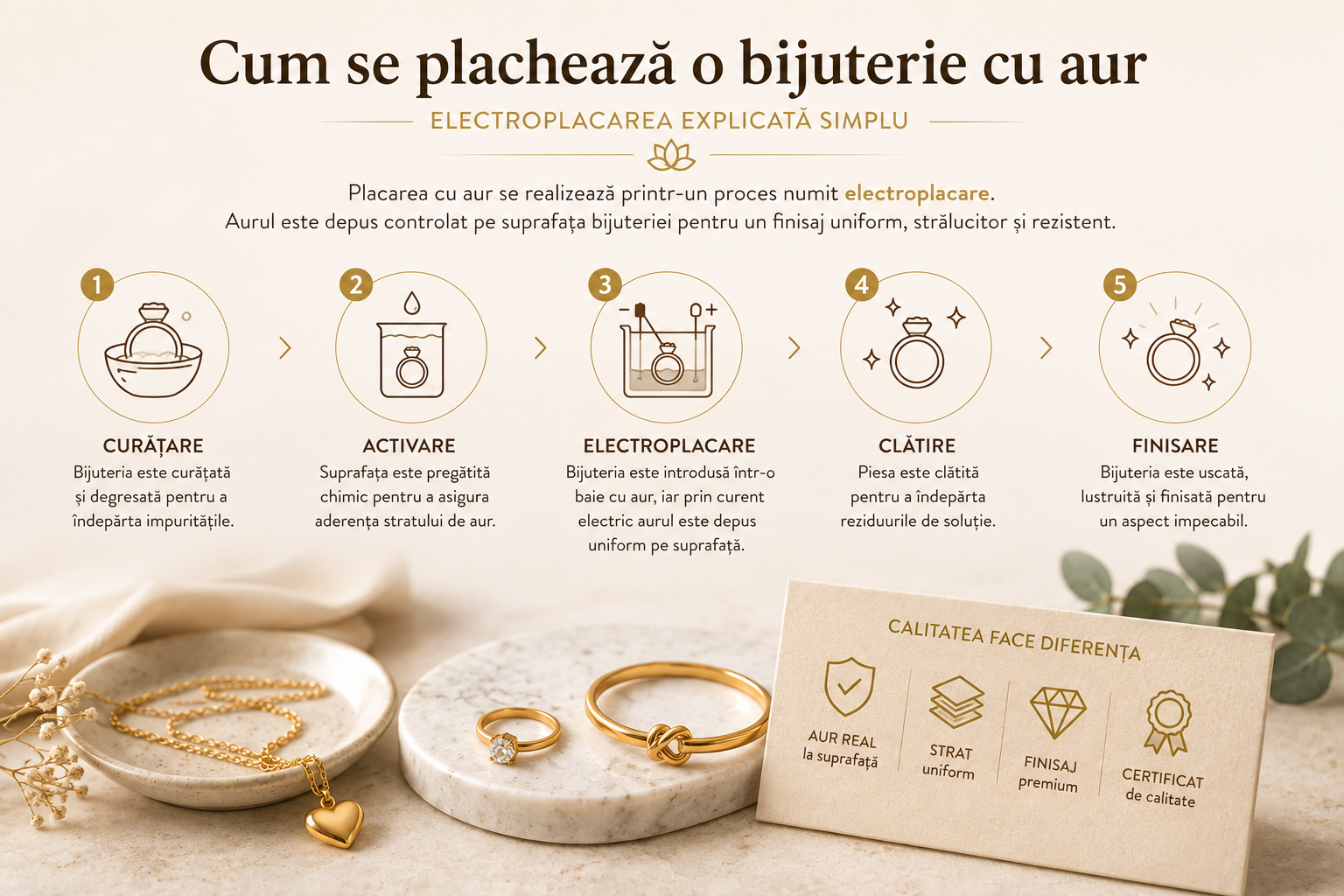 Cum se plachează o bijuterie cu aur – ce este electroplacarea și cum funcționează