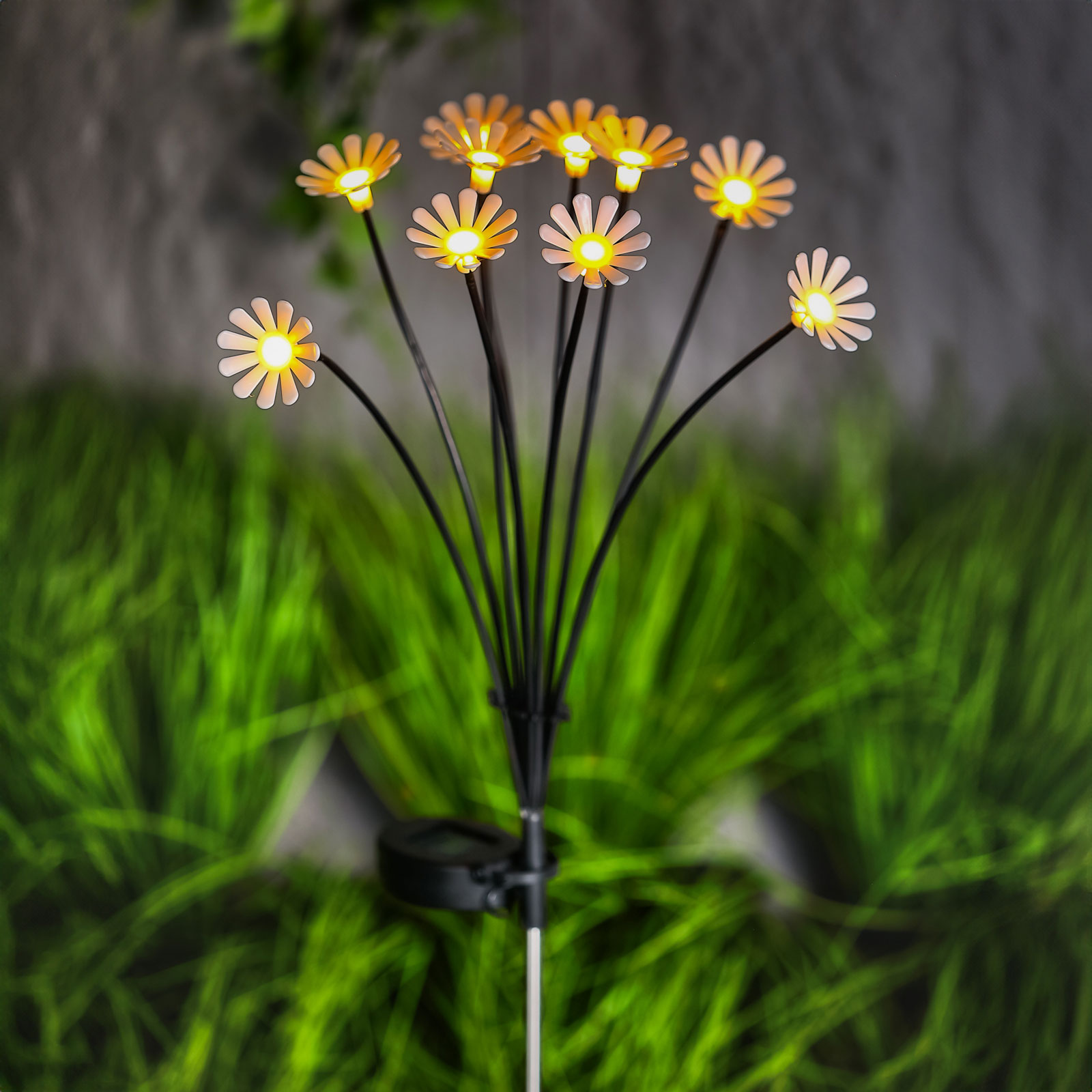 Iluminat Exterior si Solar - Lampa solara gradina margareta 10 LED alb cald 80 cm decor exterior IP44