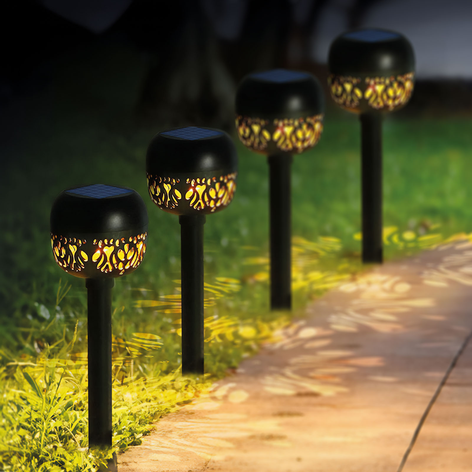 Iluminat Exterior si Solar - Lampa solara gradina, 1 LED alb cald, 8 x 8 x 38 cm, iluminat alei terasa, IP44