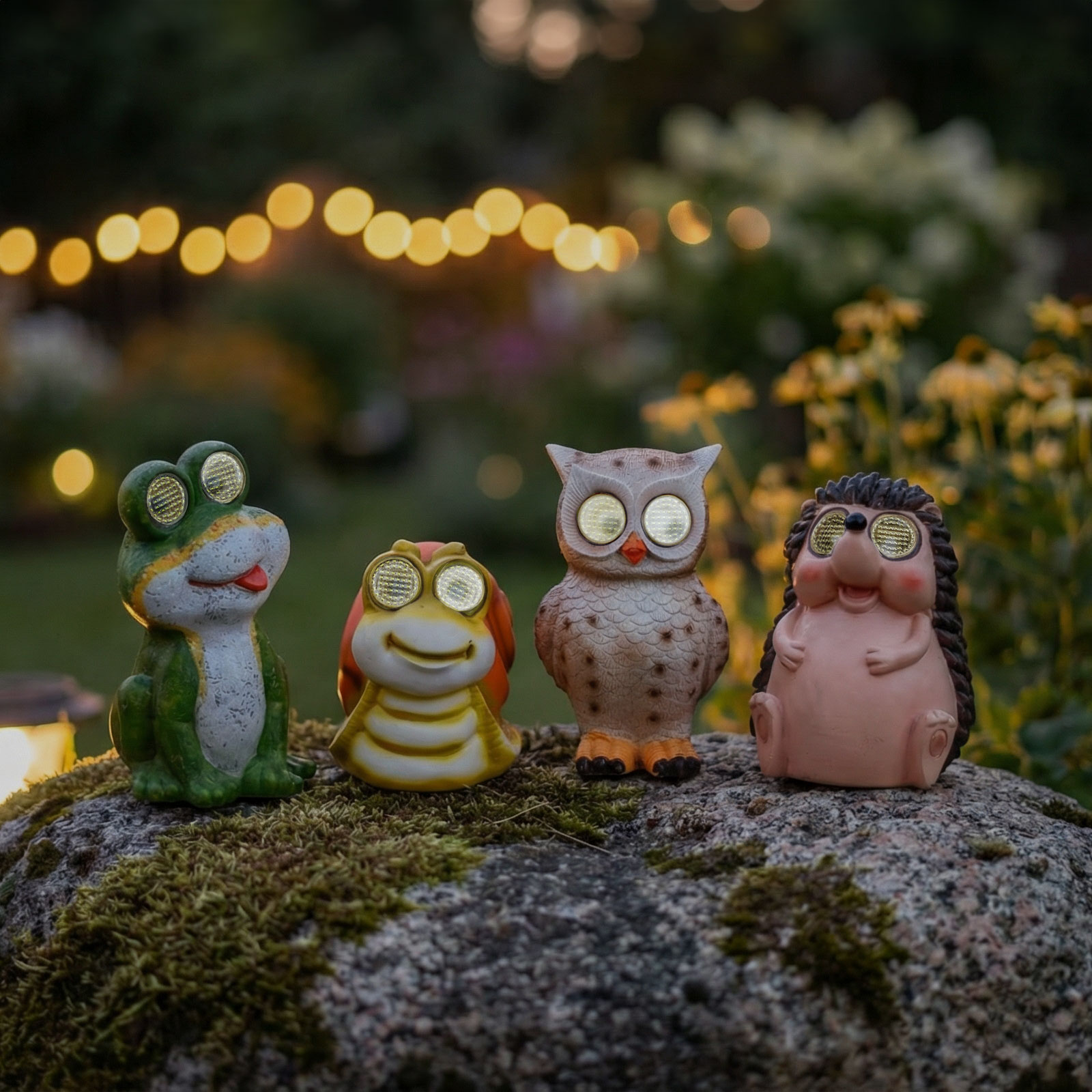 Casa si Gradina - Figurina solara gradina LED, broasca /melc/ arici/ bufnita, 104 LED SMD, decor exterior, 20 cm