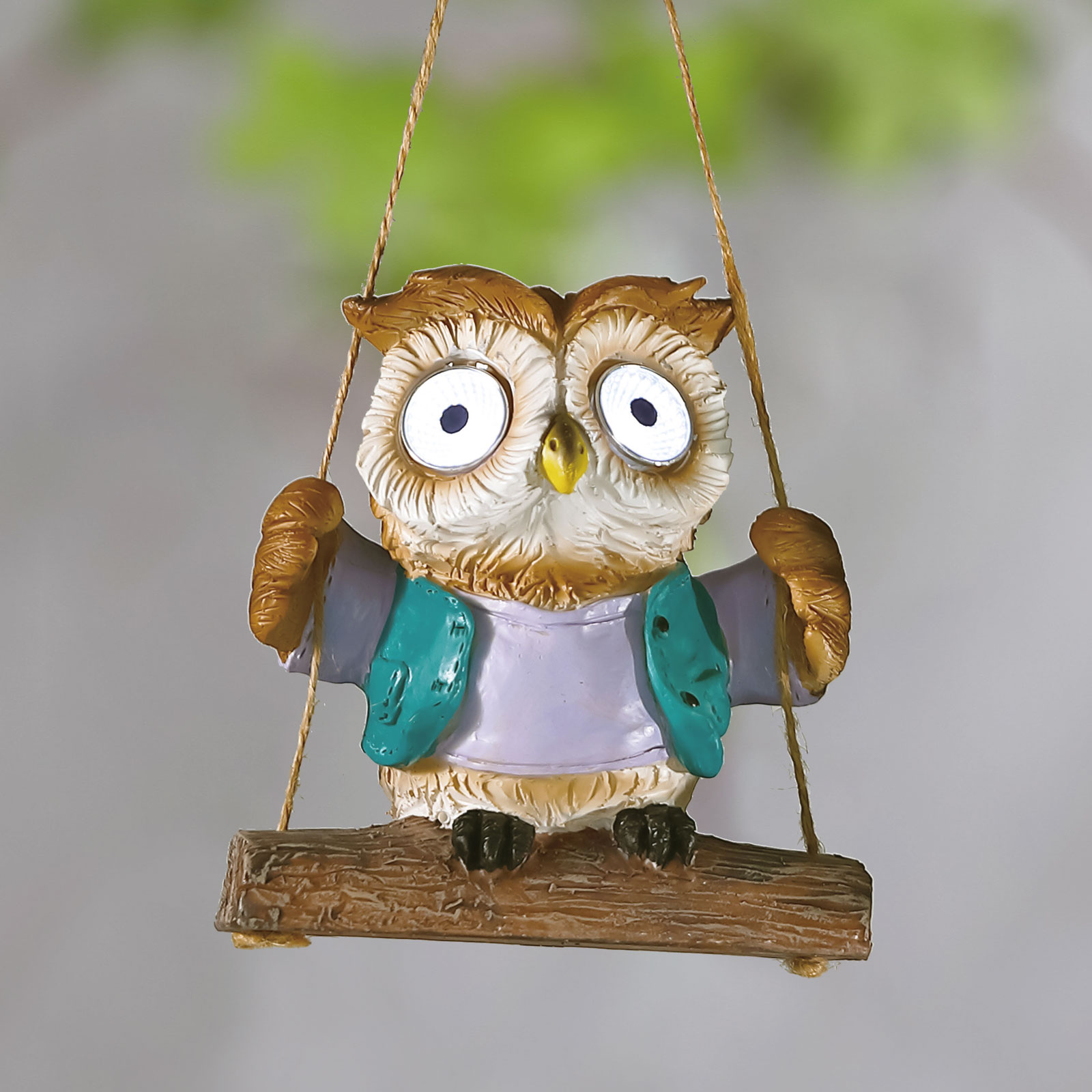 Casa si Gradina - Lampa solara LED bufnita suspendata gradina, 28 cm, 2 LED alb rece, IP44