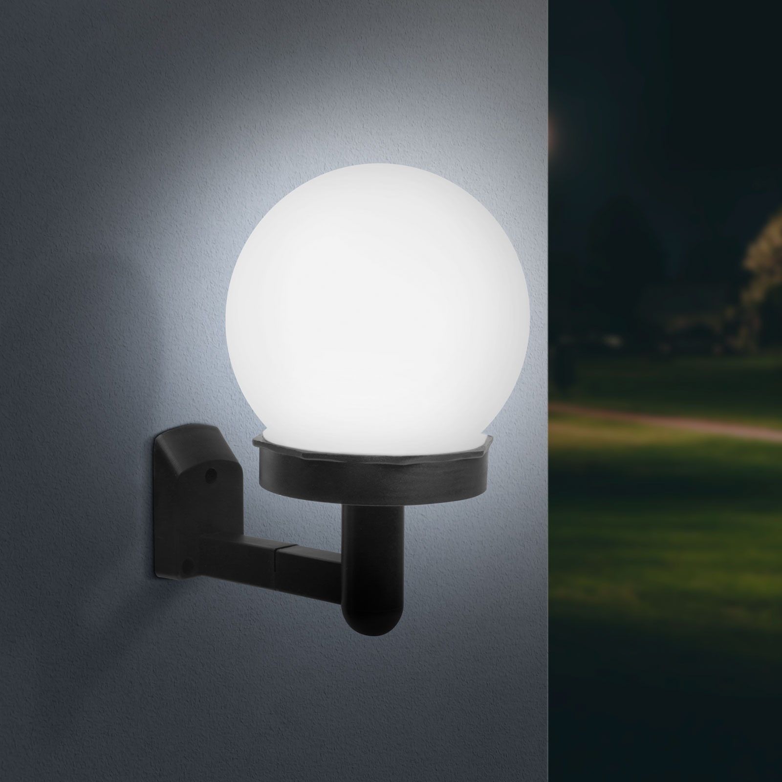 Casa si Gradina - Lampa solara LED perete, iluminat exterior, alb rece, montaj cu suruburi, IP44, plastic negru