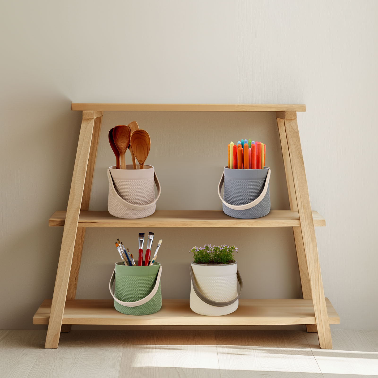 Amenajare si Decor Gradina - Ghiveci decorativ cu urechi 18 cm, 4 culori, pentru plante si depozitare, decor interior