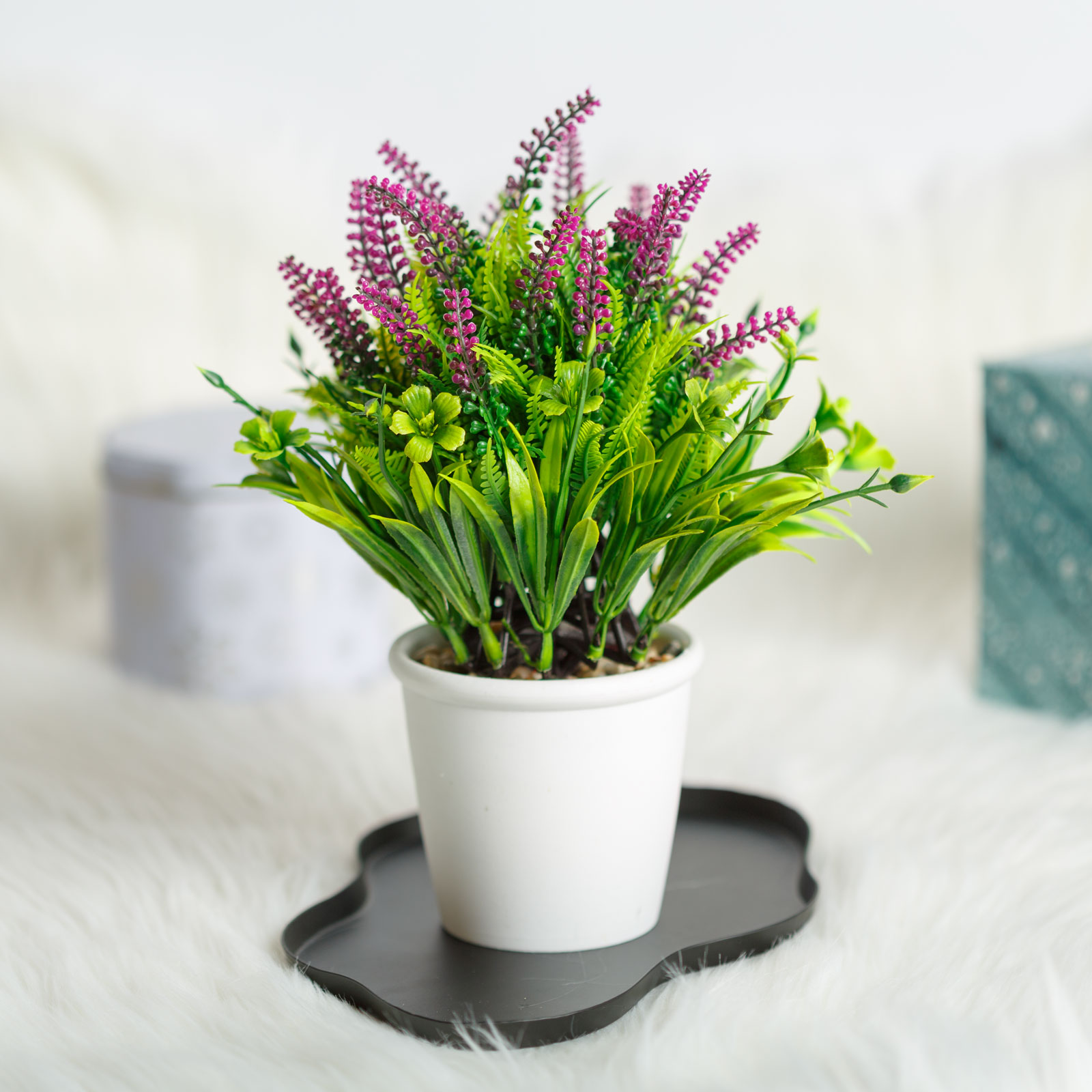 Amenajare si Decor Gradina - Planta artificiala lavanda decorativa 20 cm, in ghiveci, design realist, decor casa birou