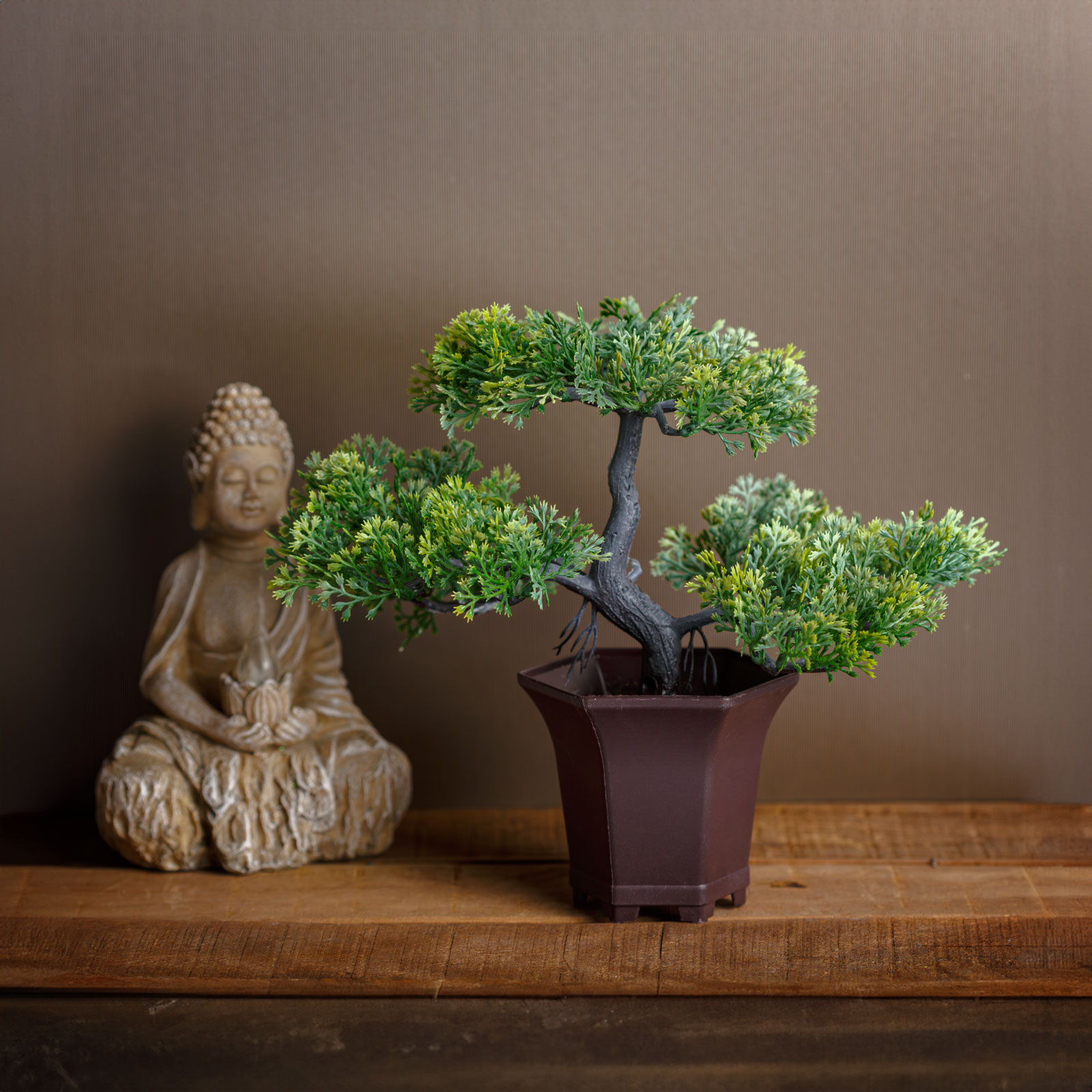 Amenajare si Decor Gradina - Planta artificiala bonsai decorativ 25 cm, in ghiveci, design realist, decor casa birou