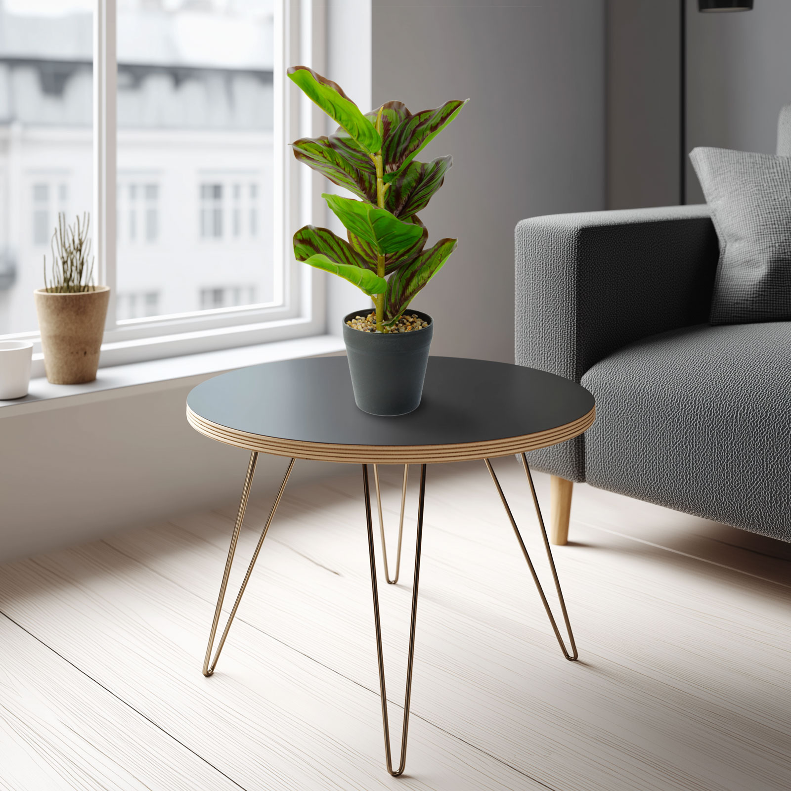 Amenajare si Decor Gradina - Planta artificiala frunze zebra 34 cm, verde negru, in ghiveci, decor casa birou modern