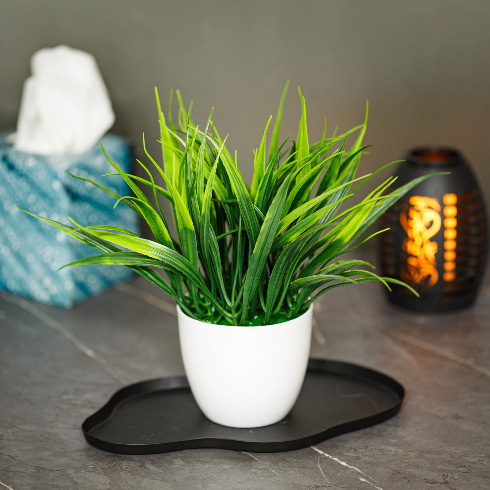 Amenajare si Decor Gradina - Planta artificiala iarba decorativa 20 cm, in ghiveci, design realist, decor casa birou