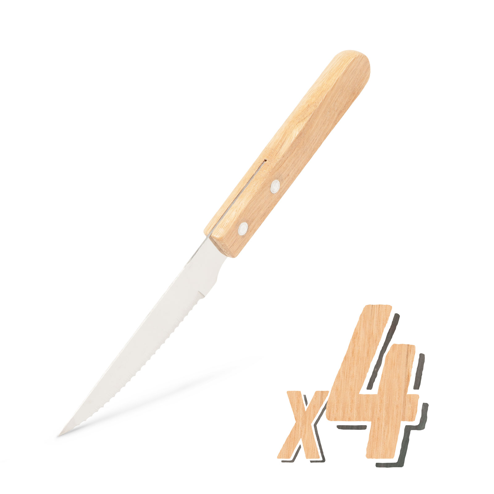 Cuțit - 4 buc - cu mâner din lemn [0]