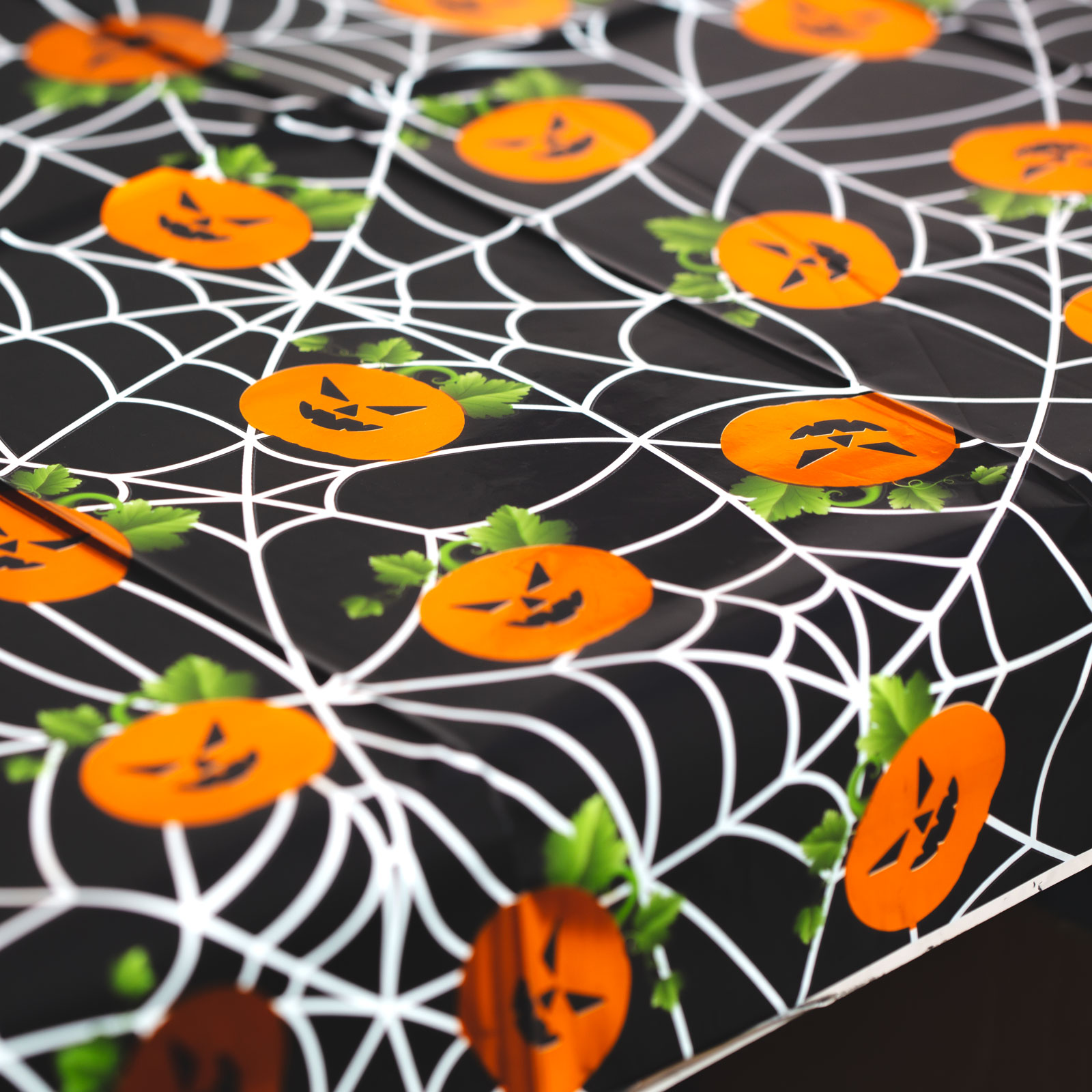 Fata de masa de Halloween - aluminiu - 137 x 183 cm - dovleac, panza de paianjen [0]