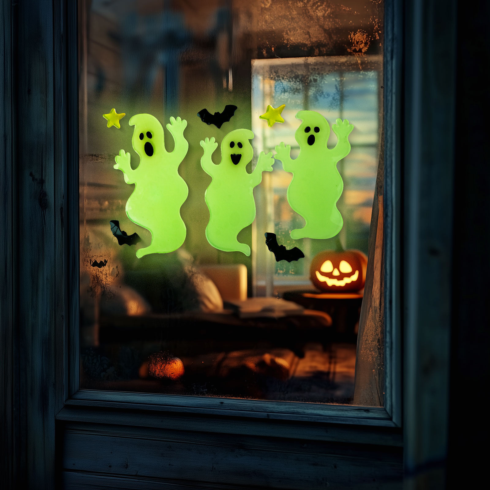 Decor de fereastră fosforescent de Halloween - fantomă - 29 x 16 cm [0]