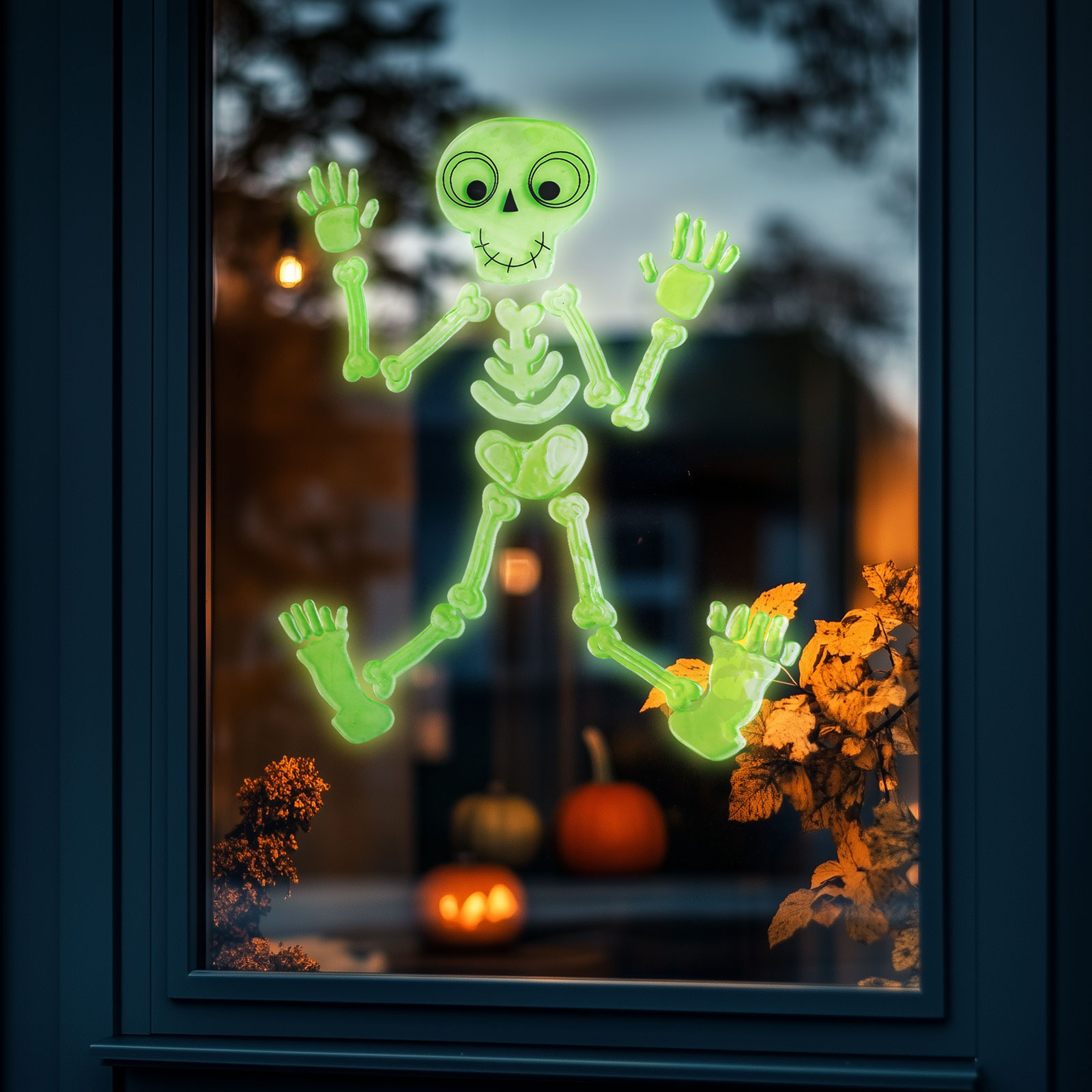 Decor de fereastră fosforescent de Halloween - schelet - 24 x 15 cm [0]