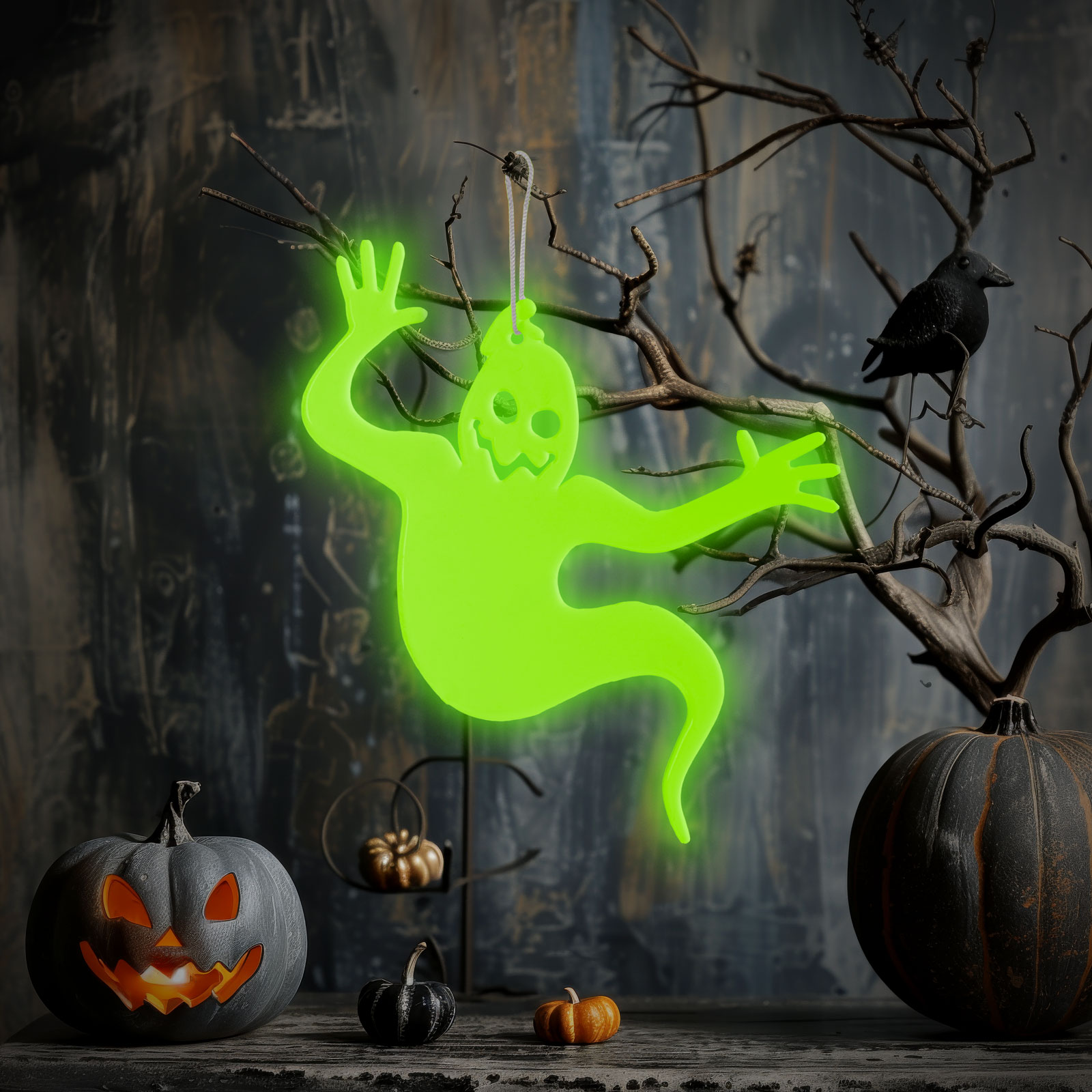 Decor fosforescent de Halloween - fantomă - 15 x 12 cm [0]