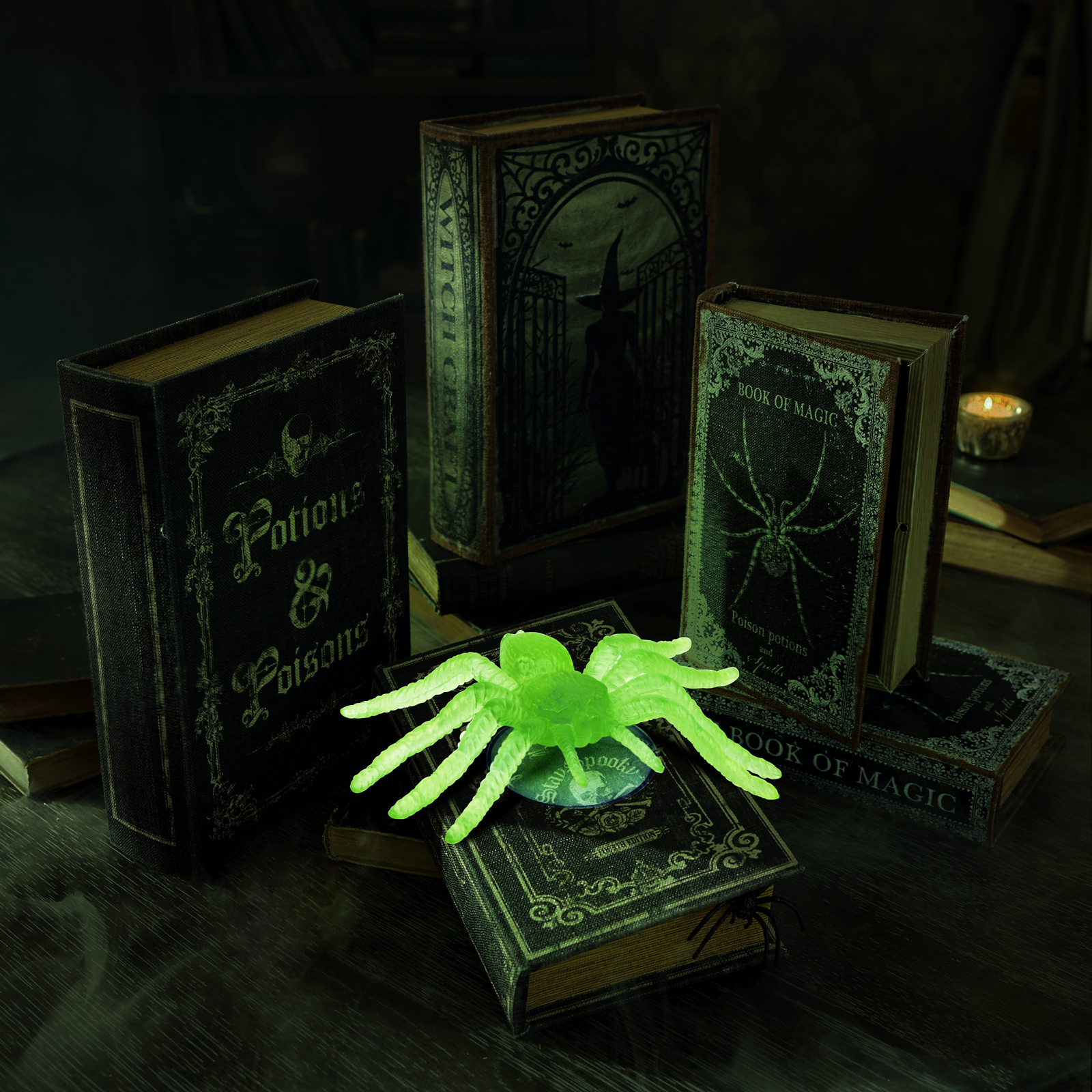 Decor fosforescent de Halloween - paianjen - ventuză - 8 x 5 cm - 4 buc/pachet [0]