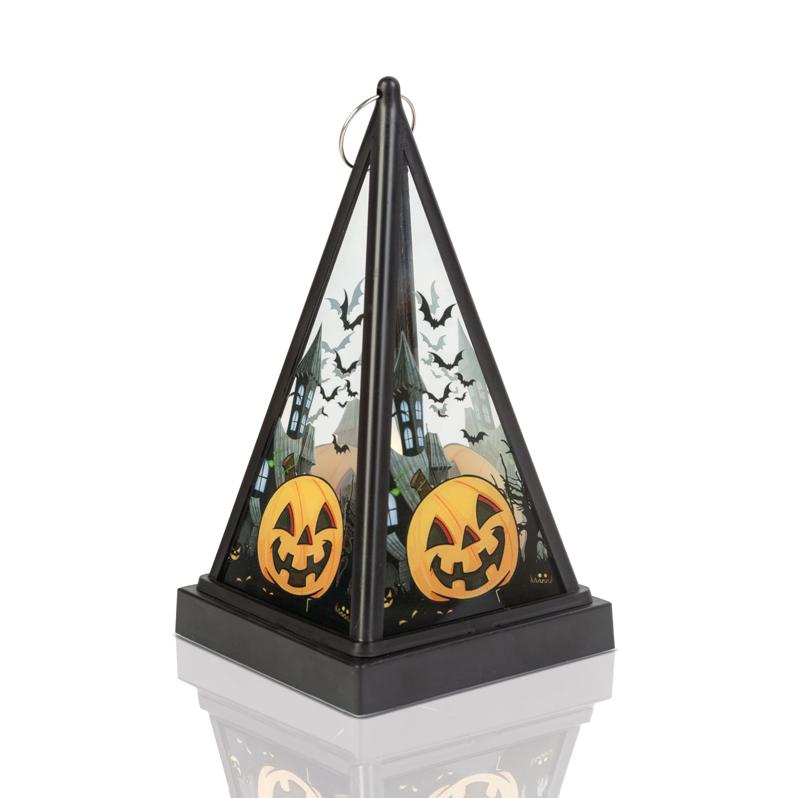 Felinar LED Halloween - dovleac - alb cald - negru - 9,5 x 9,5 x 17 cm - 2 x AAA [0]